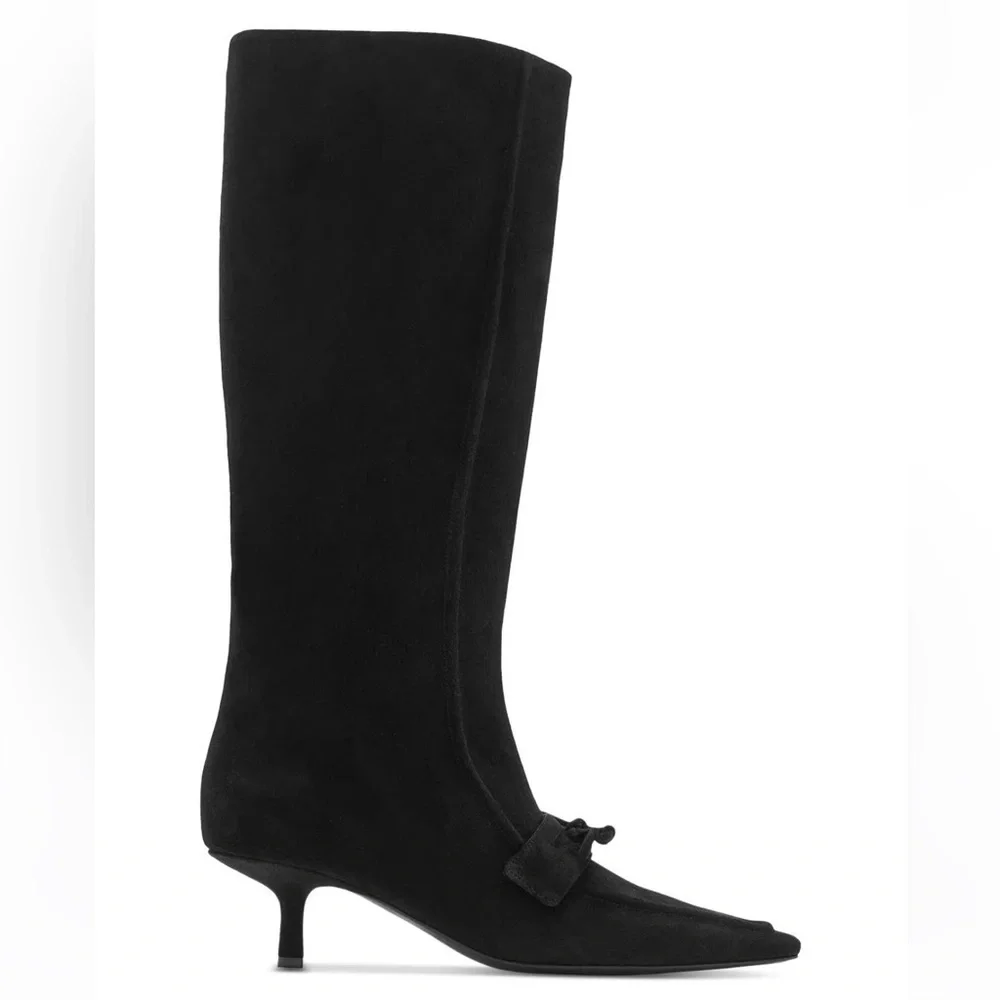 New Burberry Storm Black Suede Knee High Boots Size 36.5 - Picture 8 of 8